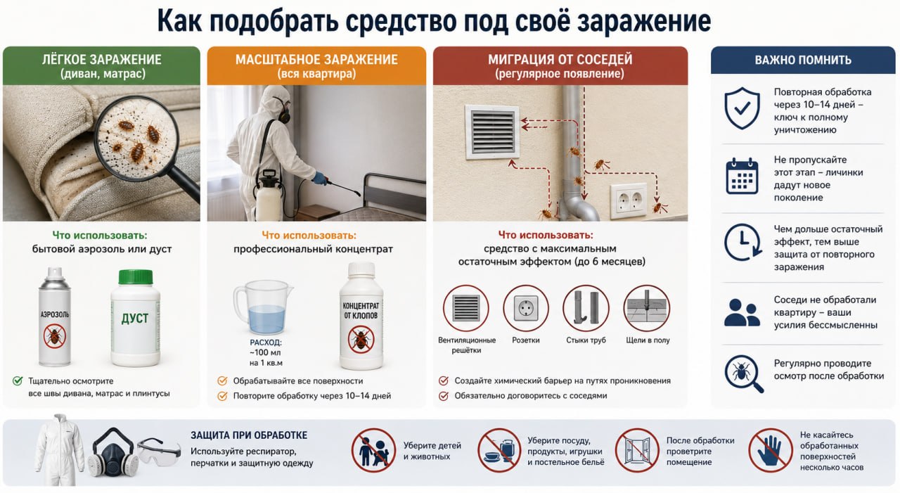 как подобрать средство от клопов под свое заражение